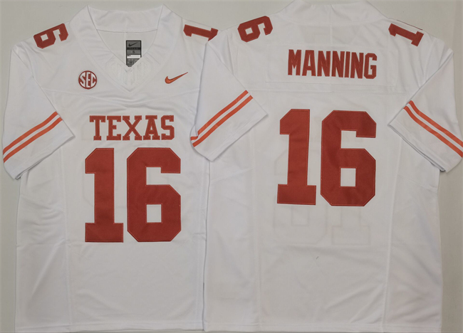 Men's Texas Longhorns #16 Peyton Manning White F.U.S.E. Stitched Jersey